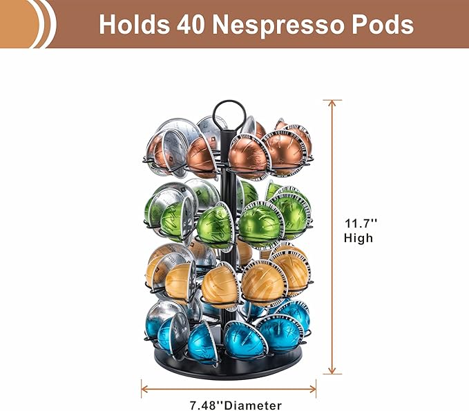 Coffee Pod Holder Stand for Nespresso With 4 Tier DIY For Cabinet Vertuoline Pod Storage(40 Pods Capacity)