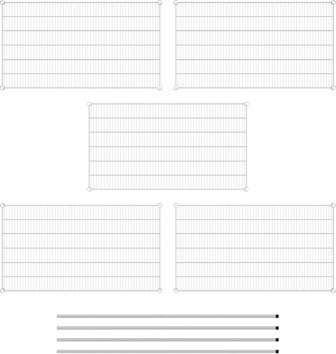 Commercial NSF Listed Chrome Stationary Wire Shelving Kit 30" x 54" x 74", with 5 Shelves Perfect for Warehouse, Walk-in Refrigerator, Freezer, Grocery Store, Restaurant, Dishroom