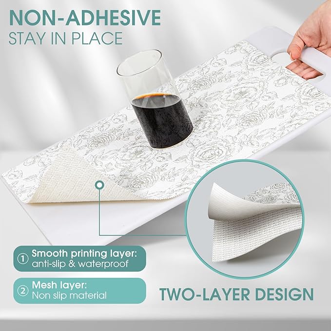 ALIUNI Drawer and Shelf Liner, Non-Slip Kitchen Cabinet Liners Non-Adhesive Thick Strong Grip Waterproof Washable Mats Protect Dresser Shelves Cupboard Bathroom Cabinets, Rose, 12 in X 20 FT