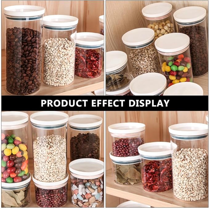 DOITOOL Plastic Food Storage Sealed Canisters Set 4pcs, Airtight Plastic Containers with Lids for Cereal, Beans, Coarse Grains, Kitchen Pantry Organization, 250ml 350ml Blue and Pink