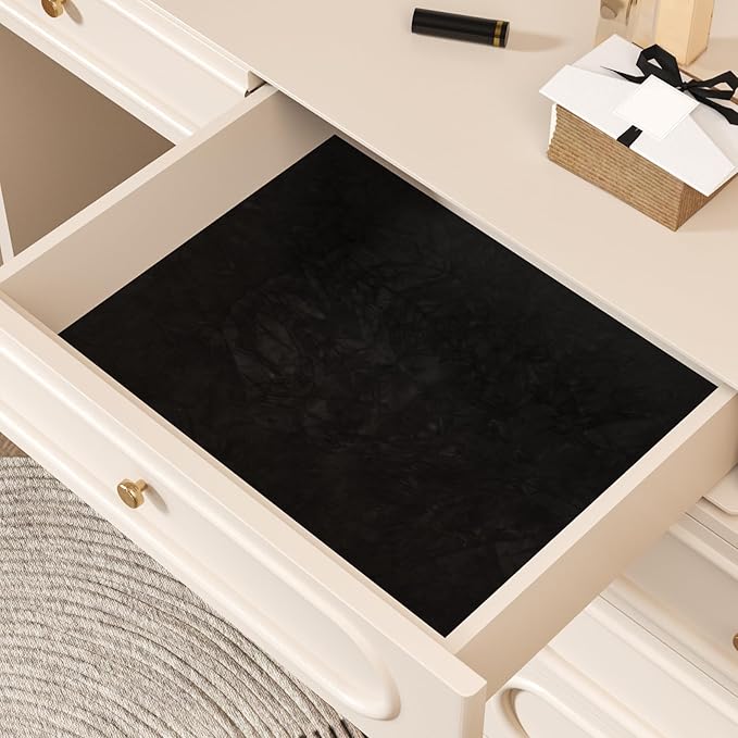 CHIHUT 12''x100'' Black Self Adhesive Velvet Flocking Liner for Jewelry Drawer Craft Fabric Felt Velvet Drawer Liner Sheets Removable Soft Velvet Wallpaper Peel and Stick for Bedroom Dresser DIY