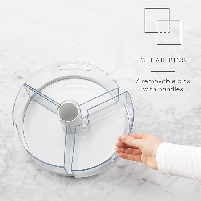 YouCopia Crazy Susan Lazy Susan Organizer,3 BPA-Free Removable Clear Bins with Handles,Rotating Storage Turntable for Kitchen Cabinet,Pantry and Bathroom Organization,(Pack of 6)