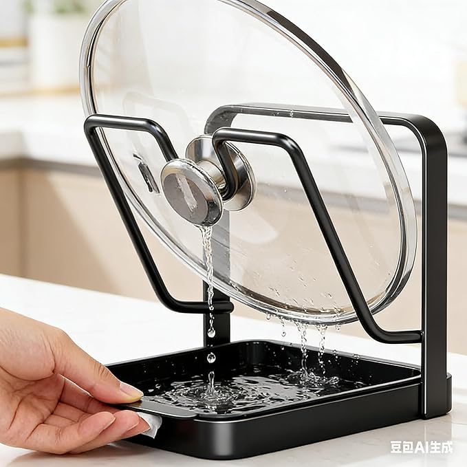 2026 Upgrade Kitchen Pot Lid Storage Rack, Pot Lid Organizer Rack for Counter, Lid and Spoon Rest Holder While Cooking, Multifunctional Kitchen Organizer Stand for Stove Top (Set C)