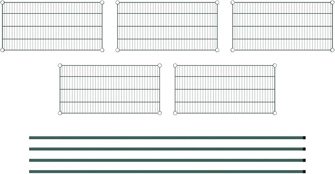 Commercial NSF Listed Green Epoxy Stationary Wire Shelving Kit 18" x 36" x 96", with 5 Shelves Perfect for Warehouse, Walk-in Refrigerator, Freezer, Grocery Store, Restaurant, Dishroom