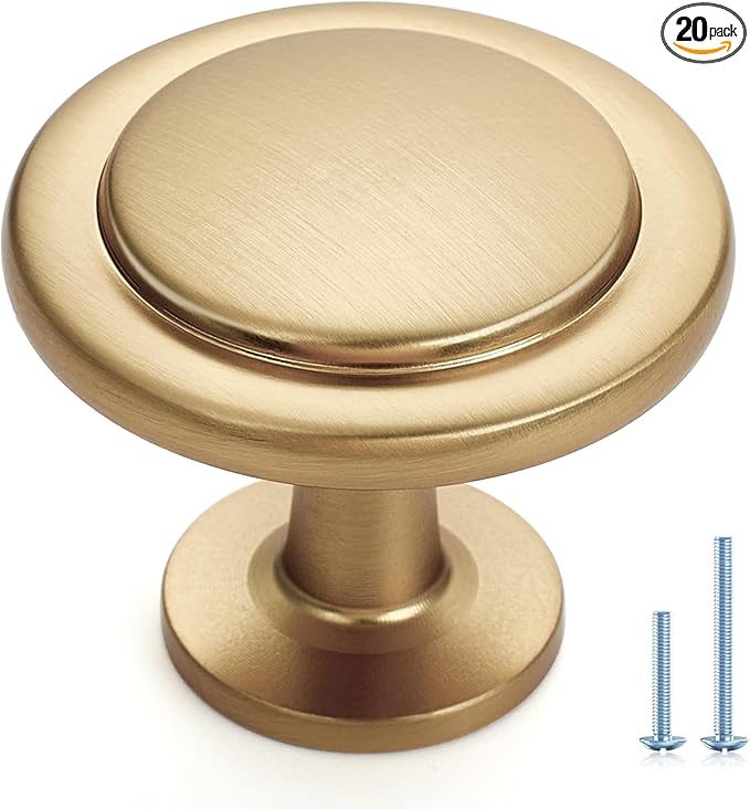 Ravinte 20 Pack Champagne Bronze Cabinet Pulls 1-1/4 inch Kitchen Cabinet Knobs Drawer Knobs Dresser Handles Drawer Pulls Door Dresser Handles