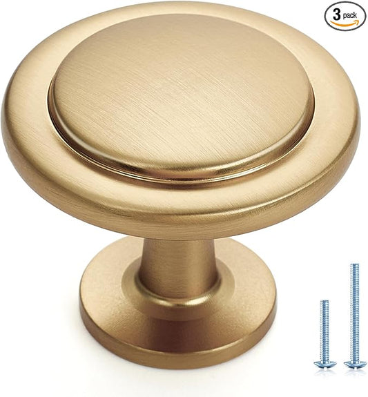Ravinte 3 Pack Champagne Bronze Cabinet Pulls 1-1/4 inch Kitchen Cabinet Knobs Drawer Knobs Dresser Handles Drawer Pulls Door Dresser Handles