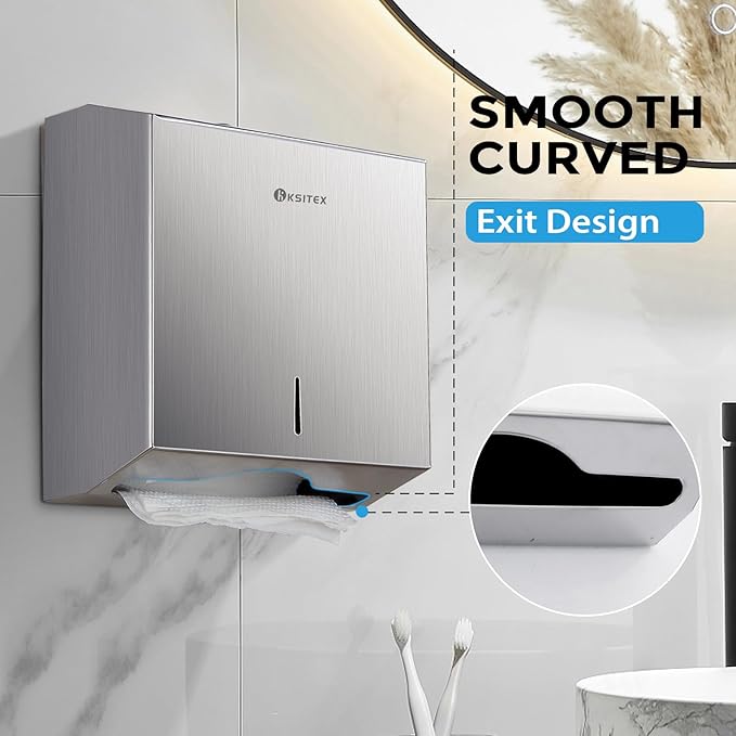 PaperTowel Dispenser Holder Wall Mount, Stainless Steel Paper Towel Holder, Multifold C Fold Trifold Paper Towel Dispenser, Toilet Paper Napkin Holder, Hand Towel Dispenser for Commercial Bathroom