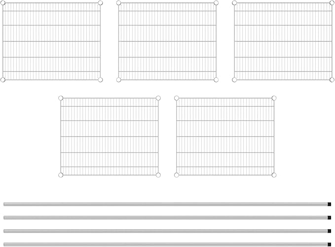 Commercial NSF Listed Chrome Stationary Wire Shelving Kit 24" x 30" x 96", with 5 Shelves Perfect for Warehouse, Walk-in Refrigerator, Freezer, Grocery Store, Restaurant, Dishroom