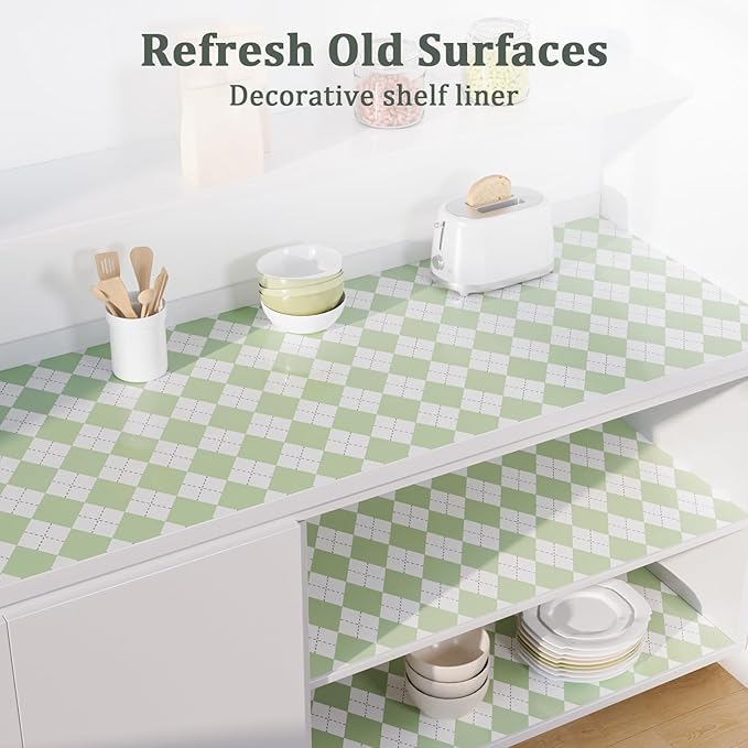 MIAONET Sage Green Shelf Liner for Kitchen Cabinets 18" x 360" Non-Adhesive Non-Slip Drawer Liners for Dresser, Waterproof Washable Paper, Durable Protector Mat for Pantry Shelves Cupboards