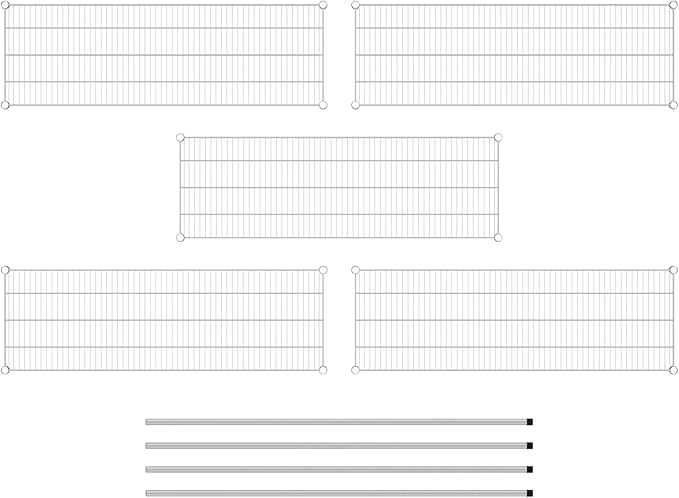 Commercial NSF Listed Chrome Stationary Wire Shelving Kit 18" x 54" x 64", with 5 Shelves Perfect for Warehouse, Walk-in Refrigerator, Freezer, Grocery Store, Restaurant, Dishroom