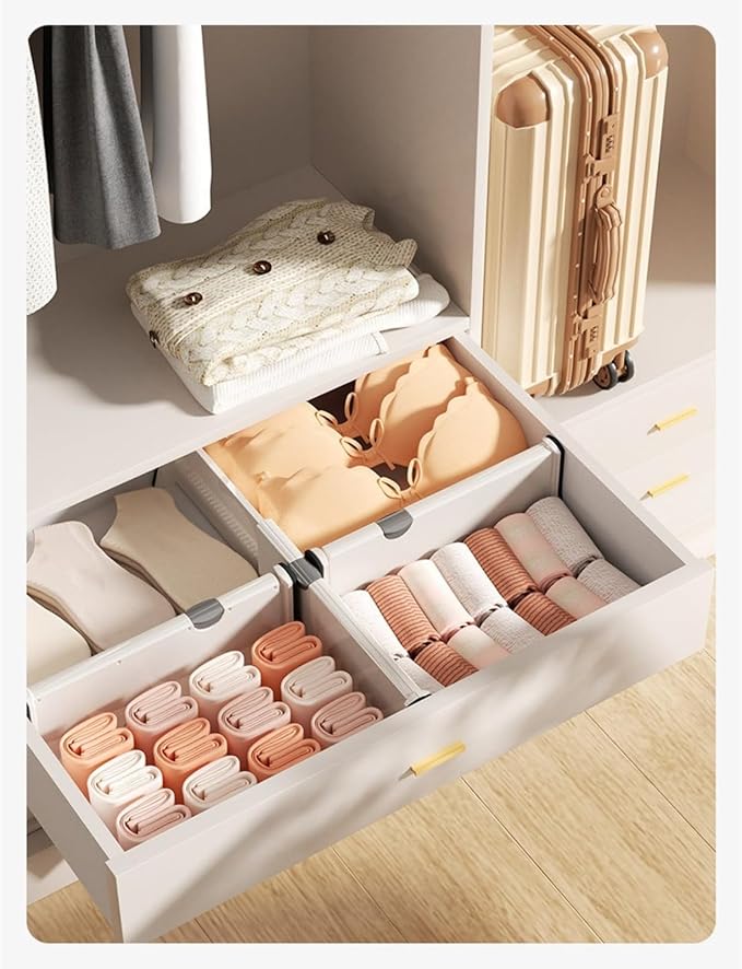 Adjustable Drawer Dividers 3-Pack Expandable Organizers with Non-Slip Pads for Kitchen Bathroom Dresser Vanity Desk Office Easy Install (White,Large(15-21.3 in))