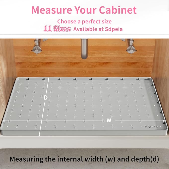 Sdpeia Under Sink Mat 22"×14" Waterproof Silicone Cabinet Liner & Sink Protector for Kitchen & Bathroom, Multi-Purpose Organizers Tray for Pets, Laundry, Cat Litter Mat