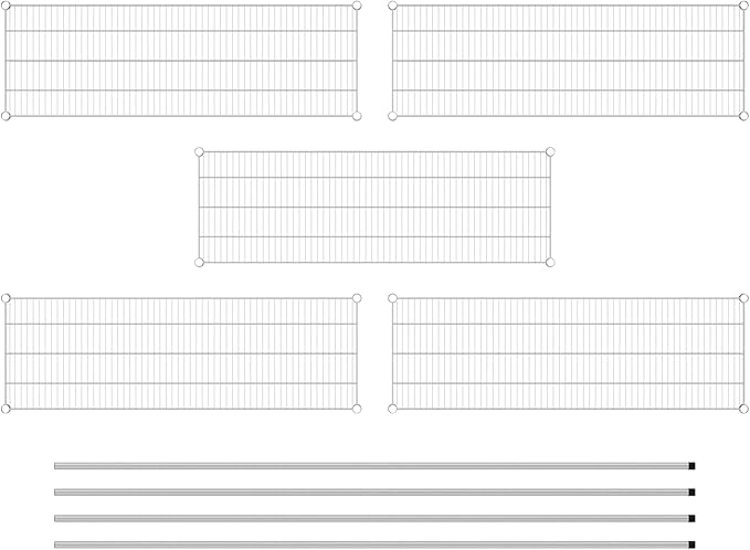 Commercial NSF Listed Chrome Stationary Wire Shelving Kit 18" x 54" x 96", with 5 Shelves Perfect for Warehouse, Walk-in Refrigerator, Freezer, Grocery Store, Restaurant, Dishroom