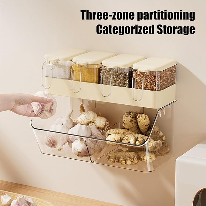 Adhesive Plastic Spice Rack Organizer for Wall, Cute Spice Shelf Organization for Kitchen, Funny Cartoon Wall Mount Seasoning Rack