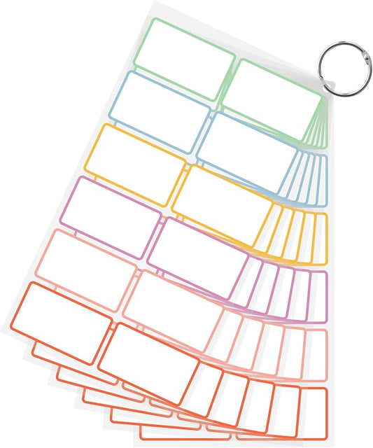 PPB Dry Erase Labels Sticky Notes for Containers, Reusable Waterproof Removable Stickers for Storage Bins, Freezer, Kitchen, Classroom, Whiteboard, All Purpose Use (1.2”x 2”, Multicolor, 60 Dots)