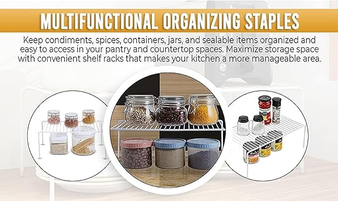YBM Home 2554v Shelf Organizer and Storage Rack, 12"L x 10"W x 5"H, Silver, Pack of 4