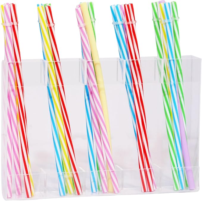 White Acrylic Straw Holder & Tumbler Organizer for Cabinet Door, Countertop – Reusable Straw Storage Dispenser, Kitchen Cabinet Organizer for Straws, Accessories (transparent)