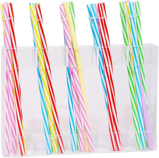 White Acrylic Straw Holder & Tumbler Organizer for Cabinet Door, Countertop – Reusable Straw Storage Dispenser, Kitchen Cabinet Organizer for Straws, Accessories (transparent)