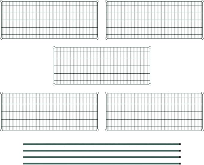 Commercial NSF Listed Green Epoxy Stationary Wire Shelving Kit 24" x 60" x 96", with 5 Shelves Perfect for Warehouse, Walk-in Refrigerator, Freezer, Grocery Store, Restaurant, Dishroom
