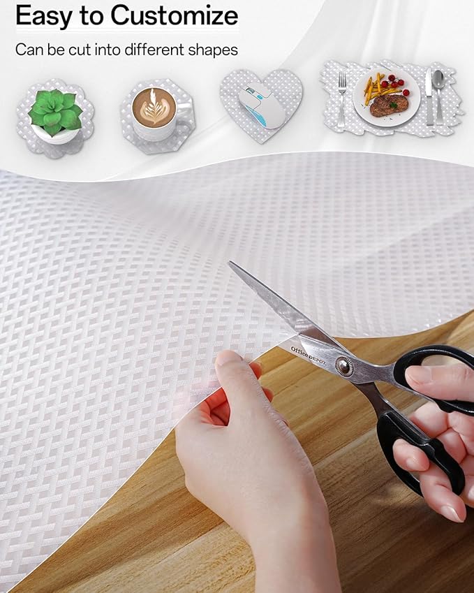 Shelf and Drawer Liner for Kitchen Cabinet, Non-Adhesive 12in x 240in Waterproof Contact Paper Refrigerator Liners Thickened Durable EVA Material Non Slip Mat for Dresser Cupboard Pantry Protector
