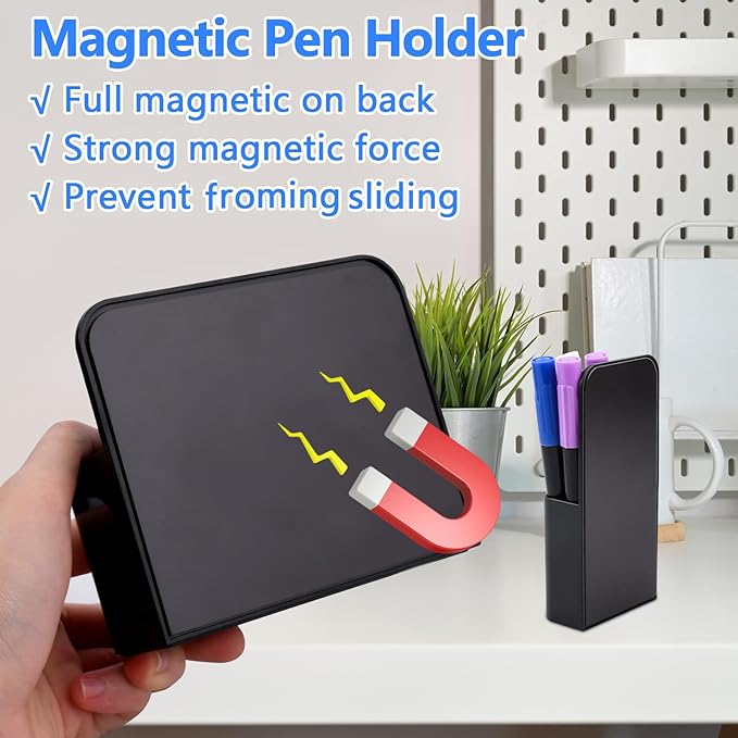2Pack Magnetic Pencil Holder ,Magnetic Pen Holder Marker Holder , Magnetic Dry Erase Marker Holder With Adjustable Compartments,Magnetic Marker Pen Pencil Organizer for Refrigerator Whiteboard locker