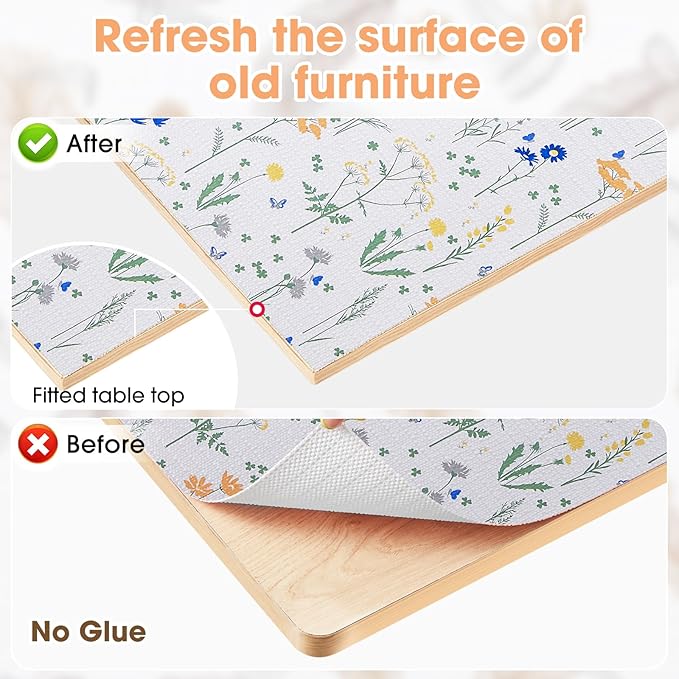 ALIUNI Drawer and Shelf Liner, Non-Slip Kitchen Cabinet Liners Non-Adhesive Thick Strong Grip Waterproof Washable Mats Protect Dresser Shelves Cupboard Bathroom Cabinets, Flower, 12 in X 10 FT