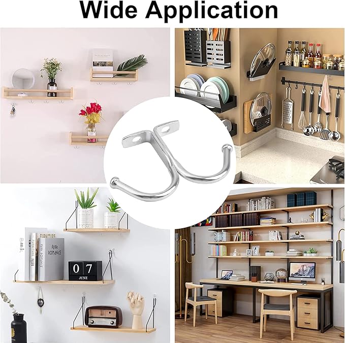 Mug Holder, 6Pcs Mug Rack Under Cabinet Top Mounted Mug Shelf Hangers Under Shelf Hooks Metal Storage Hooks for Cabinet Kitchen Bathroom (Silver)