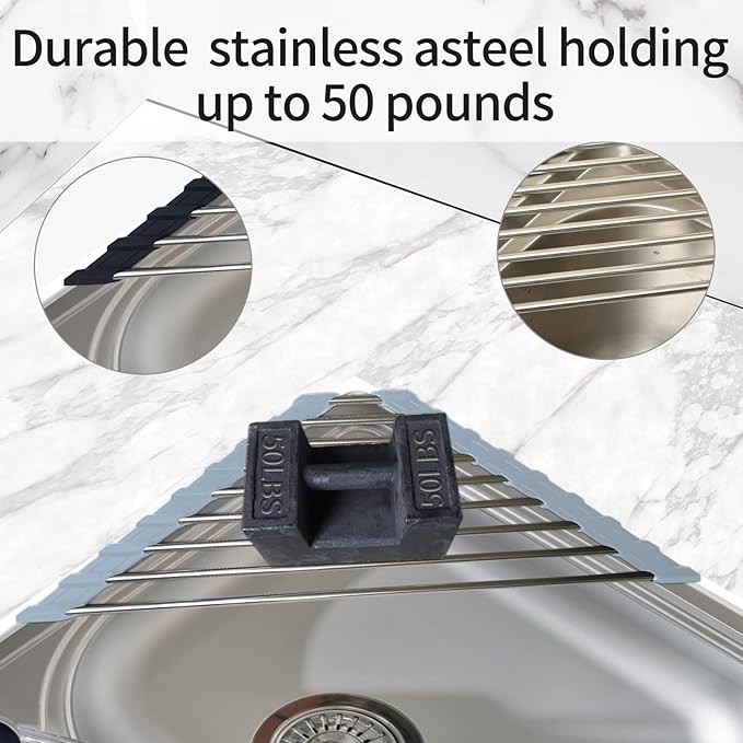 2 Pack Sink Sponge Holder in Sink Dish Drying Rack Corner Sink Strainer for Kitchen Sink Caddy Corner Sink Strainer Over The Sink Shelf (2Pack Single Round Tube Type)