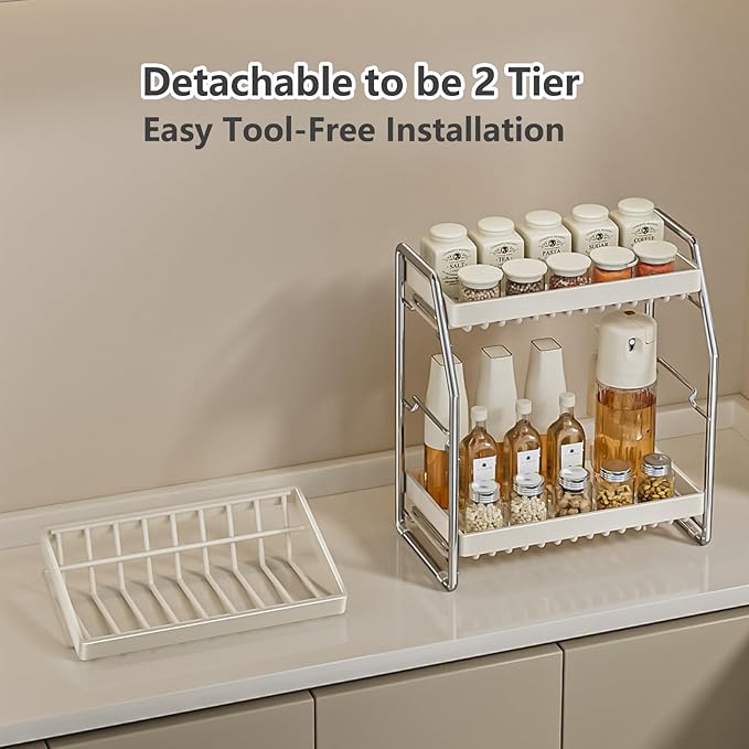 Spice Rack 3 Tier Kitchen Countertop Organiser Seasoning Rack Bathroom Tiered Shelf Skincare Standing Rack