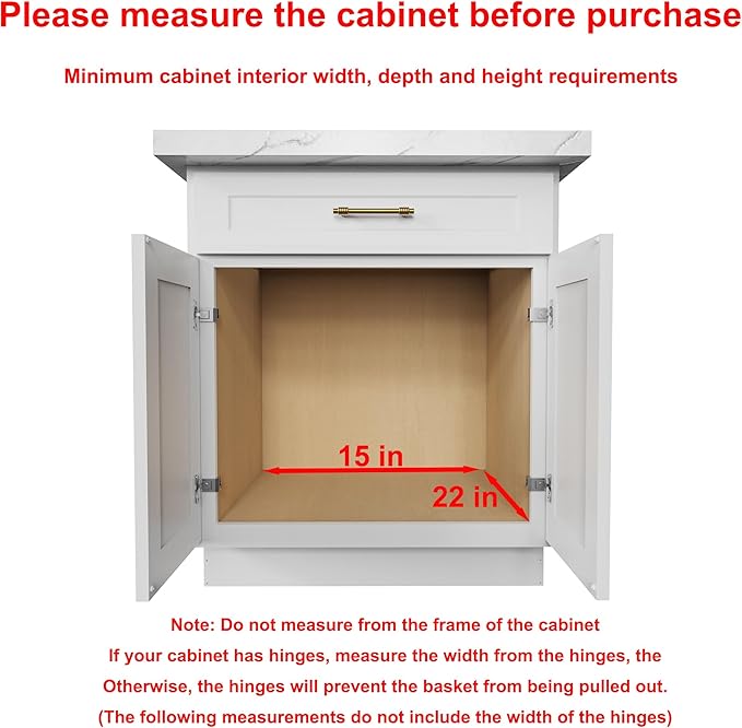 Wood Pull Out Cabinet Organizer 2 Tie 14" W x 21" D, Heavy-Duty Sliding Drawers for Inside Cabinets Storage and Organization for Kitchen, Pantry, Bathroom