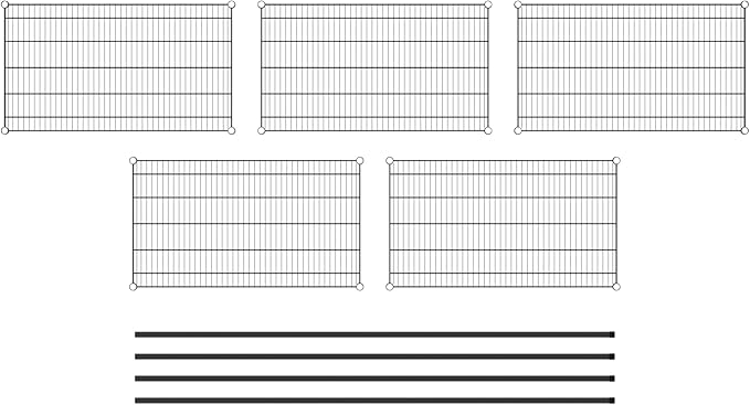 Commercial NSF Listed Black Epoxy Stationary Wire Shelving Kit 24" x 42" x 86", with 5 Shelves Perfect for Warehouse, Walk-in Refrigerator, Freezer, Grocery Store, Restaurant, Dishroom
