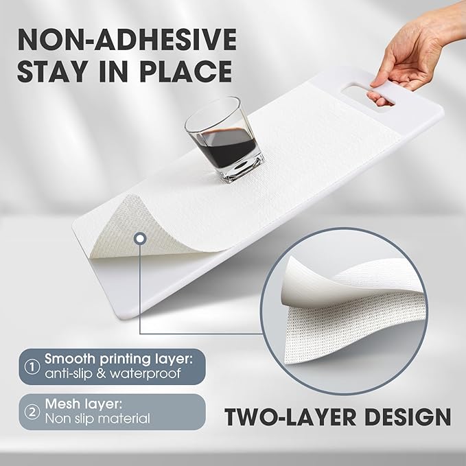 ALIUNI Drawer and Shelf Liner, Non-Slip Kitchen Cabinet Liners Non-Adhesive Thick Strong Grip Waterproof Washable Mats Protect Dresser Shelves Cupboard Bathroom Cabinets, White, 24 in X 30 FT