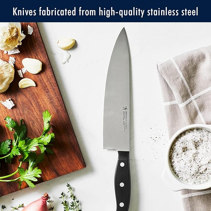 HENCKELS Statement Premium Quality 15-Piece Knife Set with Block, Razor-Sharp, German Engineered Informed by 100+ Years of Mastery, Lightweight and Strong, Dishwasher Safe