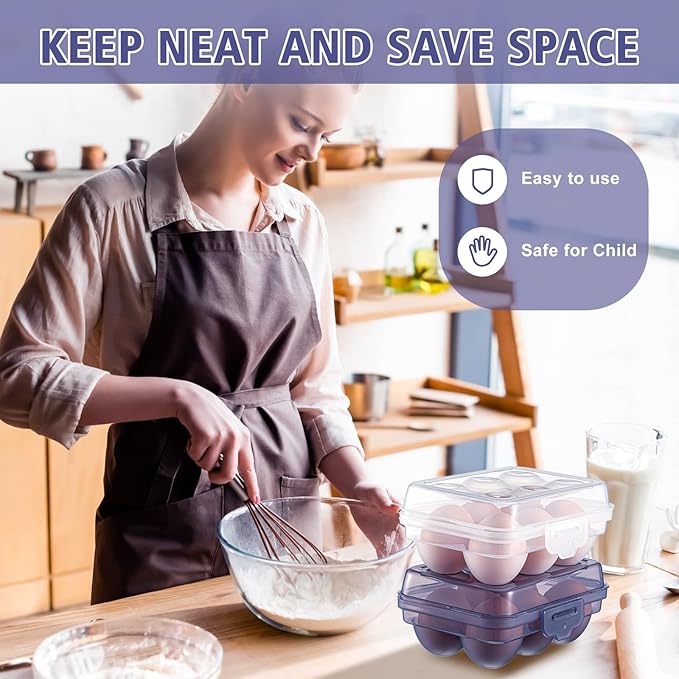 6 Pieces 6 Grid Egg Carton Camping Plastic Portable Egg Box Container for Refrigerator Storage Crisper Holder Carriage Tray