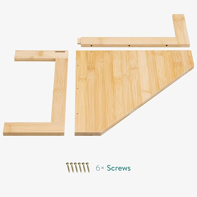 Navaris Bamboo Corner Shelf Unit - Free-Standing Corner Shelf for Kitchen Cabinet Cupboard Countertop Work Surface Storage Organizer 11.8"x11.8"x5.9"