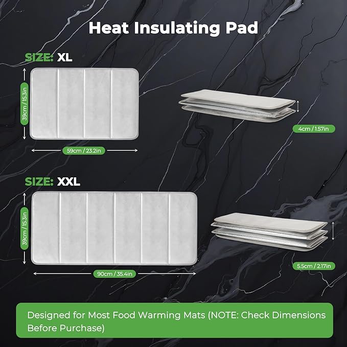 FYY Heat-Resistant Mat for Food Warming Mats - 23×15.4 inch Tables Protected, Up to 50% Temperature Block, Foldable and Space-Saving, Waterproof, Oil-Resistant (Not Include Food Warming Mat)