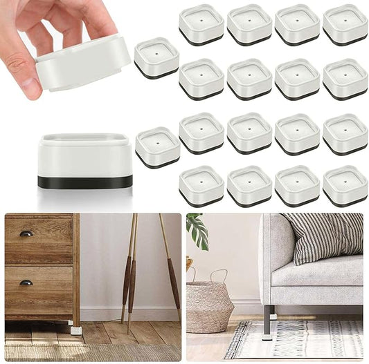 18 Pack Furniture Risers 1 Inch, Adjustable Bed Risers Heavy Duty for Table Desk Couch Chair Sofa Cabinet Bed Legs Dorm, Square Stackable Bed Raisers Blocks Lift Height 1", 2" or 3", White