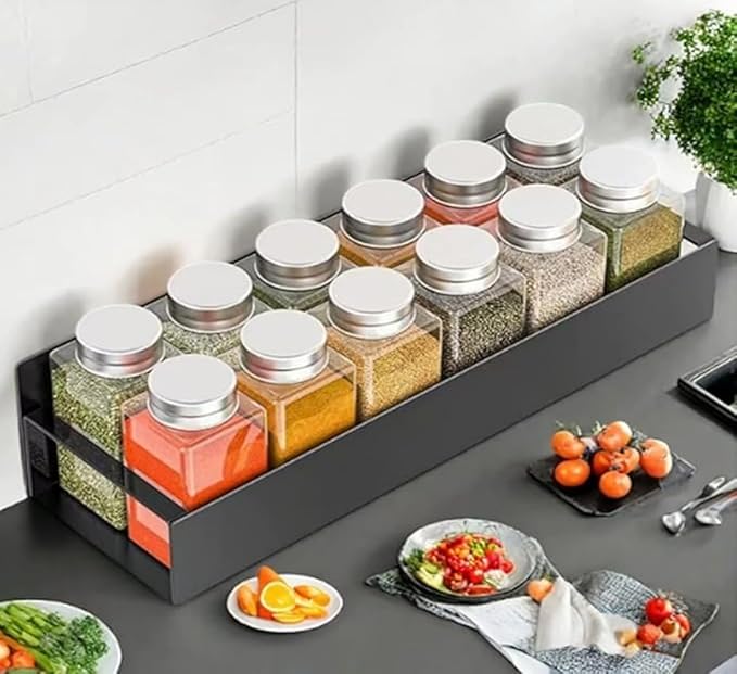 Punch-Free Magnetic Storage Rack Organize - Space-Saving Kitchen Organizer, Multifunctional Movable Magnetic Shelf for Refrigerator, Versatile Metal Organizer for Holding Spices, Jars (Black, S)