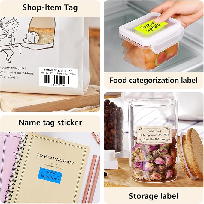 PALAIBEIQI 1x2 inch Blank Removable Freezer Labels Printable Rectangle Stickers 500PCS Water Oil Resistant with Perforation Line for Food Containers Jars Pantry Organization, Fluorescent Blue