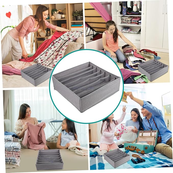 Foldable Cloth Storage Box with Compartments Washable Drawer Organizer for Underwear Socks Bras Collapsible Closet Divider Bin for Neat Clothing Arrangement and Easy Storage