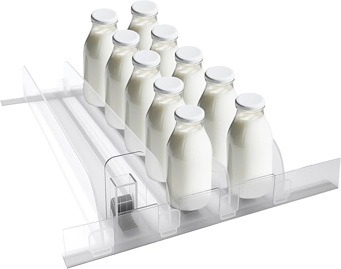 Drink Organizer for Fridge, Adjustable Acrylic Beverage Dispenser with Dividers for Cans (3Pack)