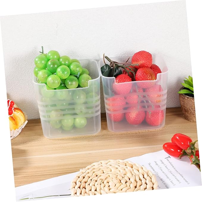 GLEAVI 1set Translucent Refrigerator Organizer Box for Fresh Keeping Vertical Storage for Kitchen and Pantry Condiment and Snack Storage Bins 2pcs