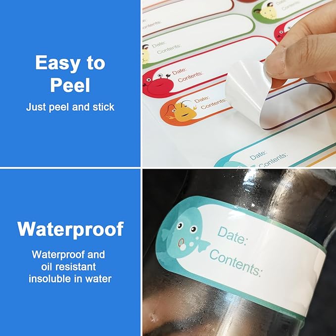 Printholic 512pcs 1" x 4" Baby Milk Bottle Labels to Write On, No Residue Food Storage Labels for Kitchen, Mason Jar Labels, Freezer Labels Removable, Food Labels Cartoon Waterproof
