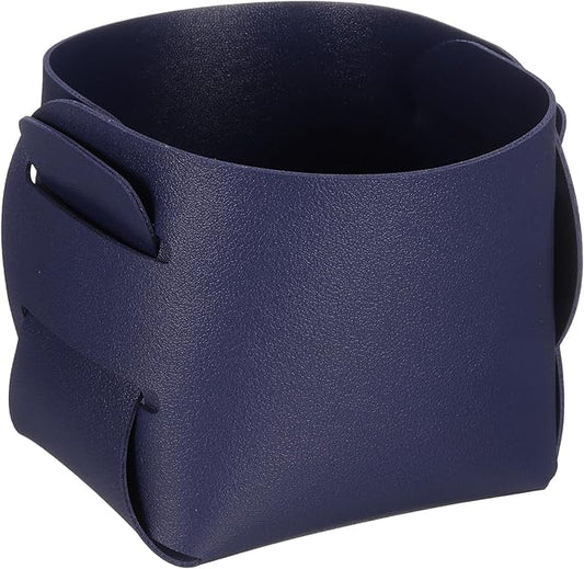 uxcell Valet Tray Organizer, PU Leather Desktop Storage Organizer Box Tray Entryway Table Bedside Nightstand Catchall Vanity Tray for Jewelry Key Coin Watch Wallet (Dark Blue)