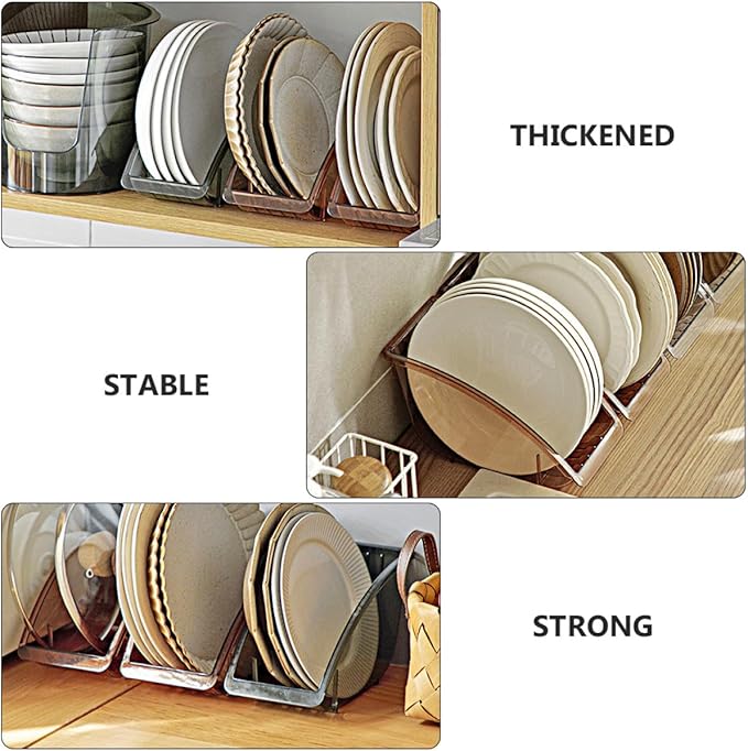 DECHOUS 2pcs Pot Lid Holder and Storage Rack, Vertical Kitchen Cabinet Organizer, Space-saving Tableware Storage Stand for Pan Covers and Dishware, Household Kitchen Supply Random Color