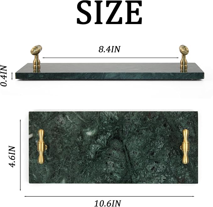 Marble Napkin Holder, Guest Towel Holder Tray, Green Marble Tray for Bathroom & Kitchen Countertop with Brass Handles, Decorative Bathroom Napkin Holder for Home Decor