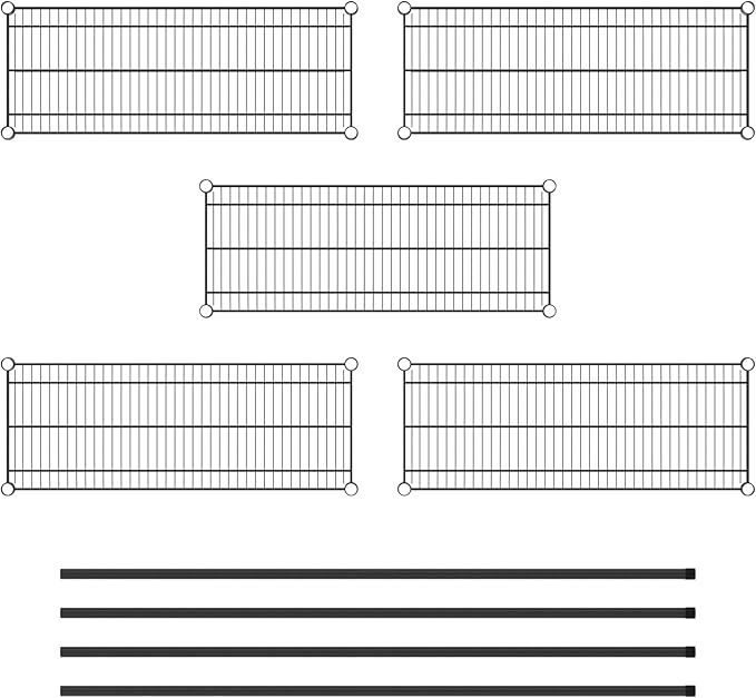 Commercial NSF Listed Black Epoxy Stationary Wire Shelving Kit 14" x 36" x 64", with 5 Shelves Perfect for Warehouse, Walk-in Refrigerator, Freezer, Grocery Store, Restaurant, Dishroom