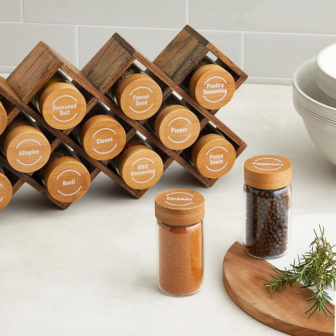Talented Kitchen Spice Jar Labels Round Preprinted - 144 Count, 1.5 in, White Text on Clear Backing - Spice Labels Stickers, Waterproof Vinyl for Kitchen Jars & Herb Containers