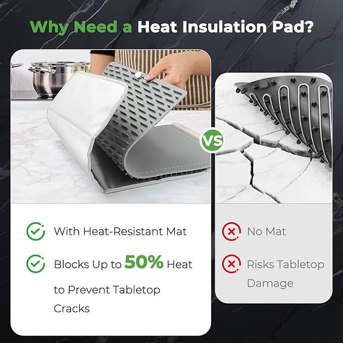 FYY Heat-Resistant Mat for Food Warming Mats - 23×15.4 inch Tables Protected, Up to 50% Temperature Block, Foldable and Space-Saving, Waterproof, Oil-Resistant (Not Include Food Warming Mat)