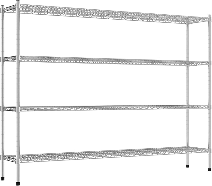 Commercial NSF Listed Chrome Stationary Wire Shelving Kit 14" x 72" x 54", with 4 Shelves Perfect for Warehouse, Walk-in Refrigerator, Freezer, Grocery Store, Restaurant, Dishroom